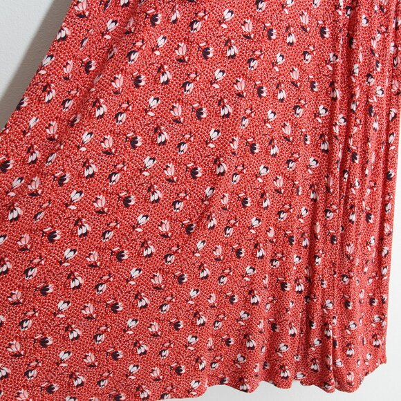 Boden Georgia Floral Midi Dress Jersey Faux Wrap Ruched Red Surplice V-Neck 8L - Picture 7 of 15